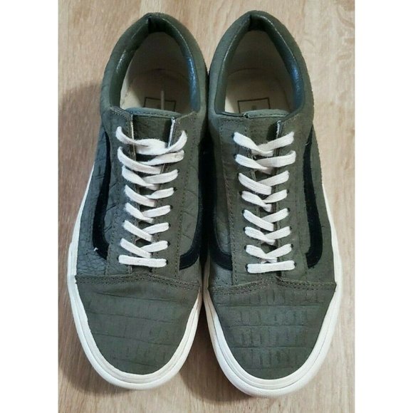 Vans Womens Old Skool Platform Crocodile Green 8 - Picture 3 of 6